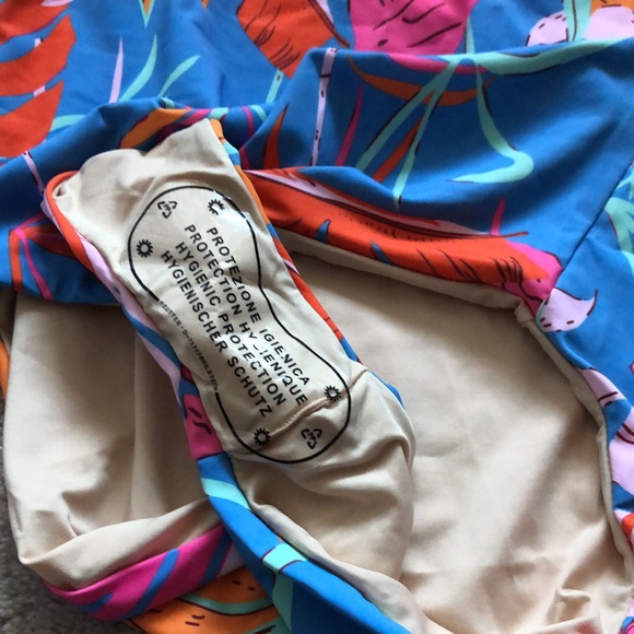 NEW Pink Lily Coral Reef Blue One Shoulder Swimsuit - Picture 3 of 6